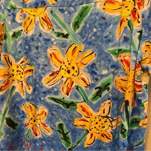 Vintage JAMS WORLD Women Floral Sunflower Button Short Sleeve Top Size Medium - Picture 5 of 9